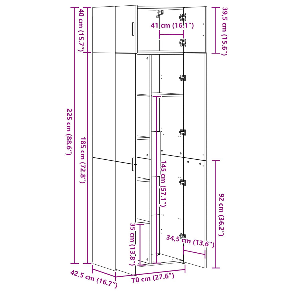 Armario de almacenamiento 3 pcs Madera vieja