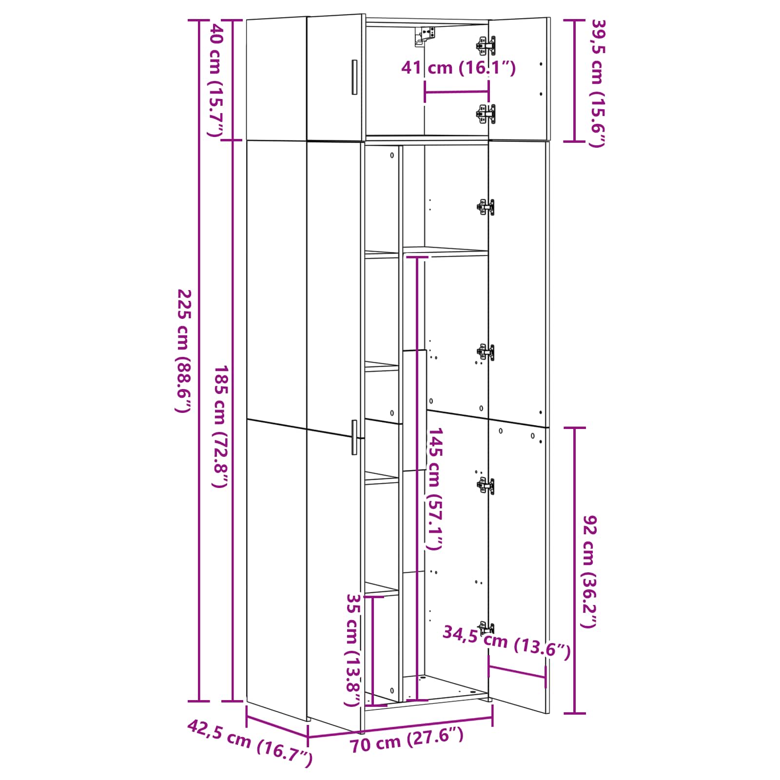 Armario de almacenamiento 3 pcs Madera vieja