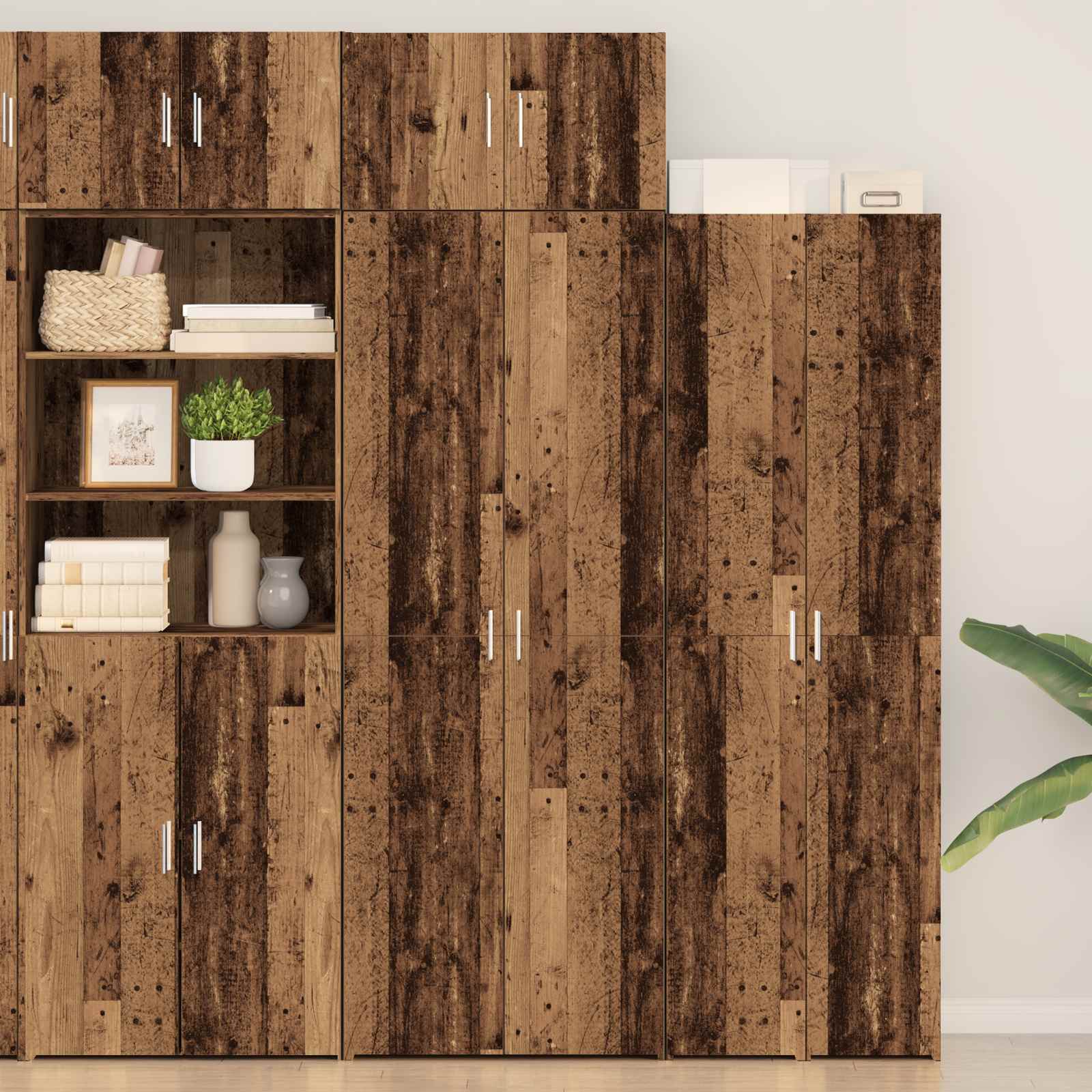 Armario de almacenamiento 3 pcs Madera vieja
