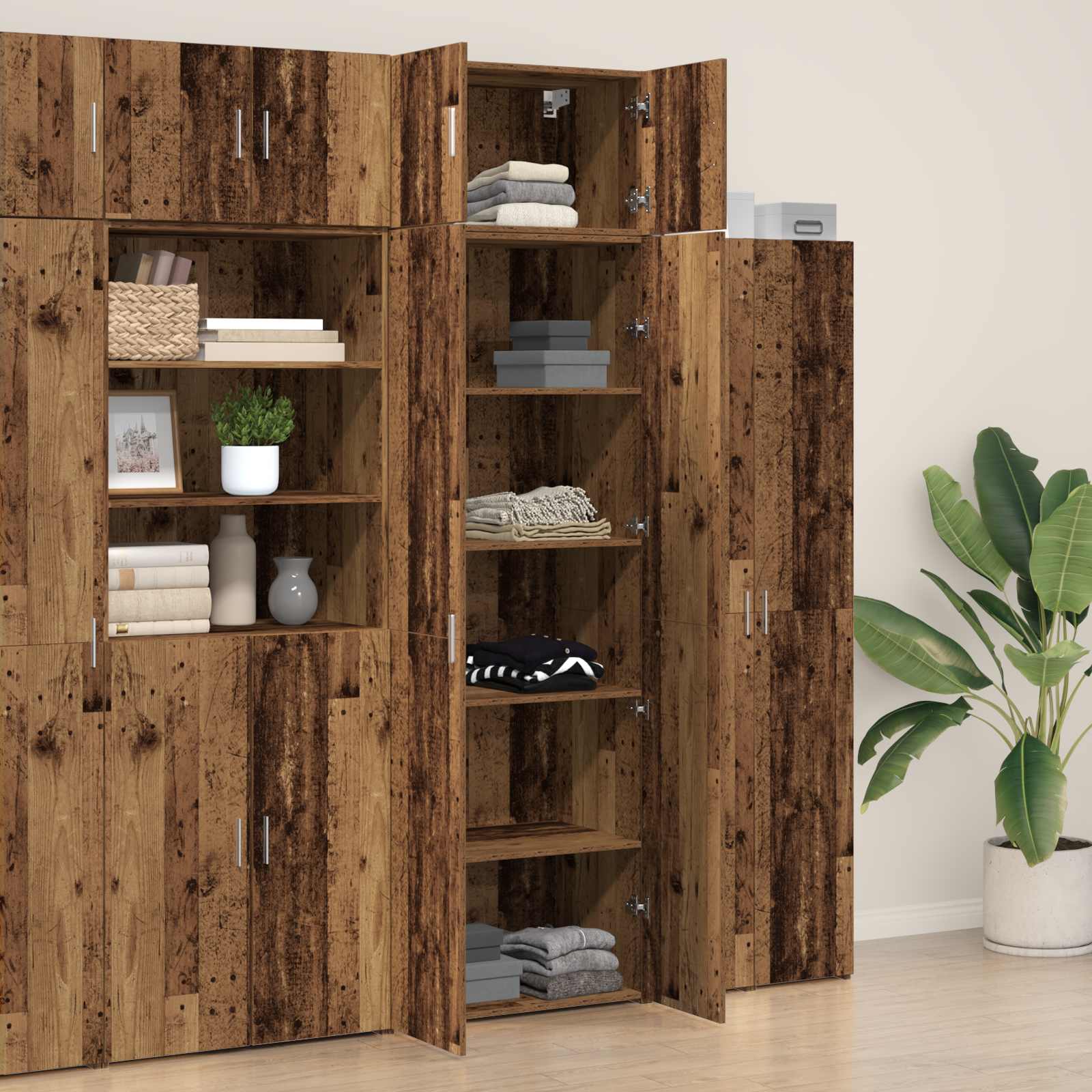 Armario de almacenamiento 3 pcs Madera vieja