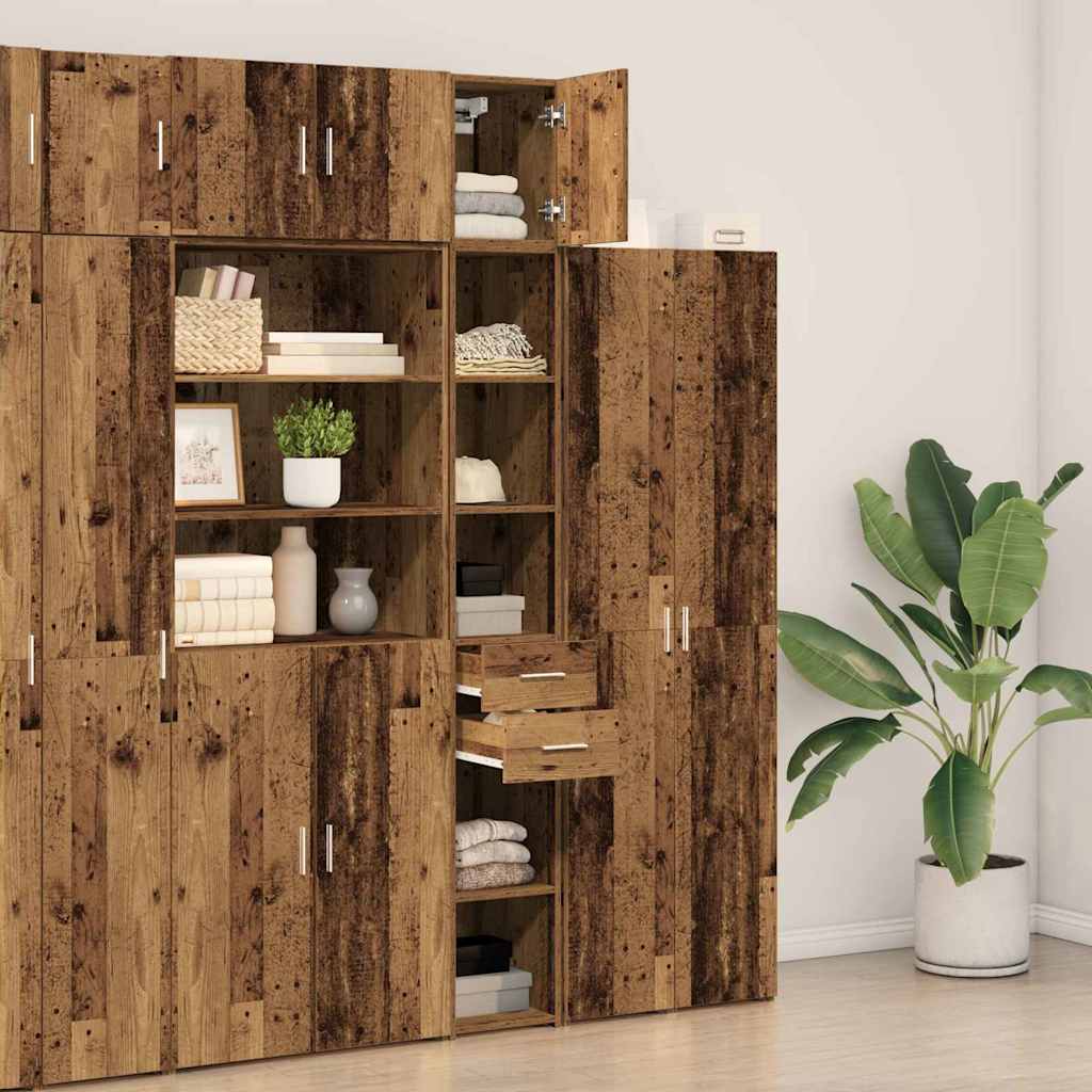 Armario de almacenamiento 2 pcs Madera vieja 30 x 42,5 x 225 cm
