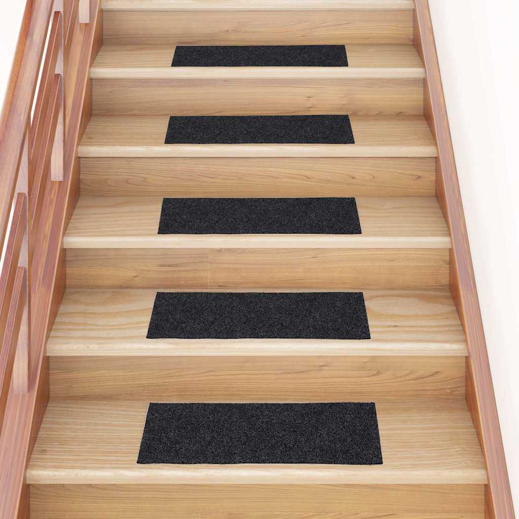 Alfombra autoadhesiva escalera sisal 15 uds antracita 56x17x3cm