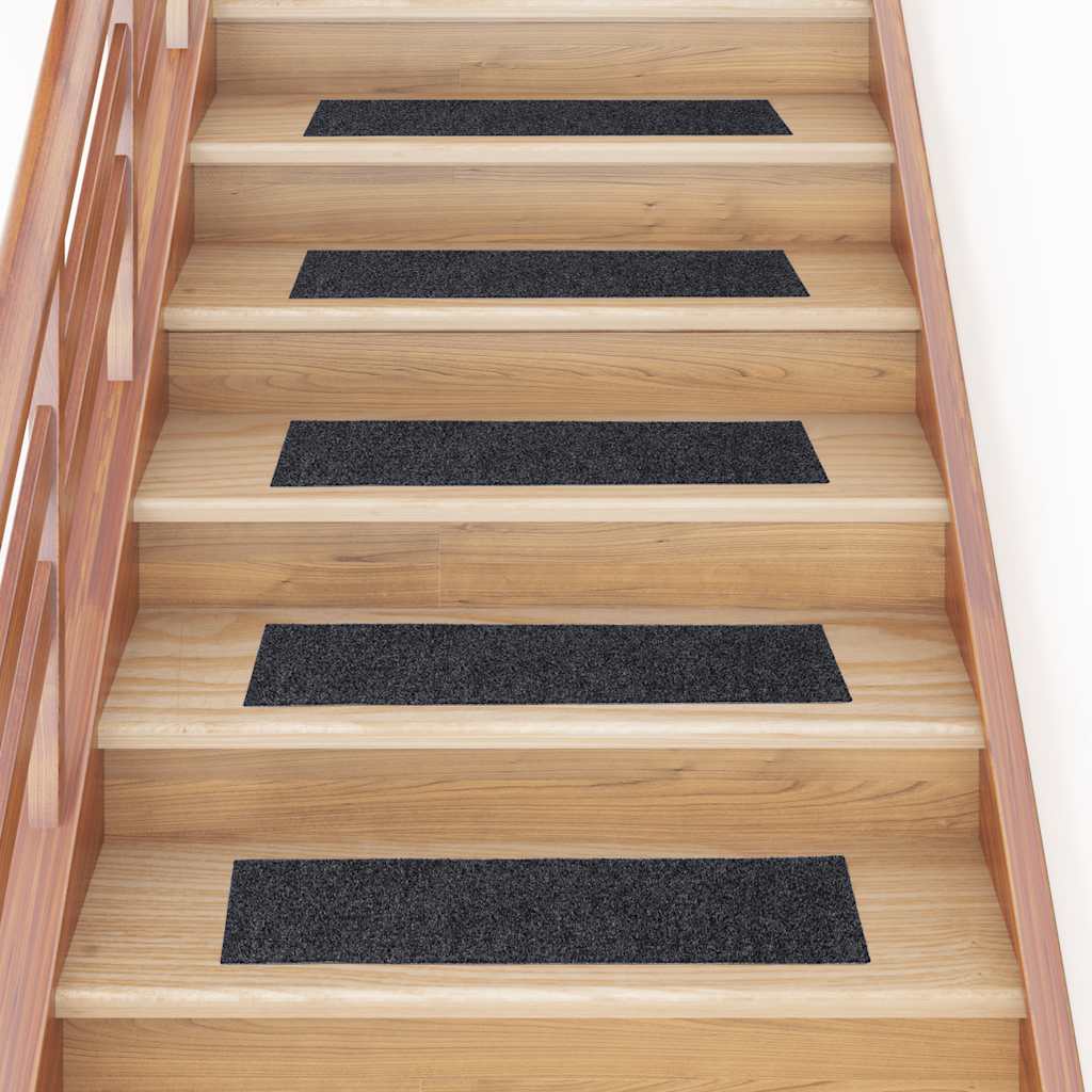 Alfombra autoadhesiva escalera sisal 15 uds antracita 56x17x3cm