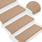 Alfombra autoadhesiva escalera sisal 15 uds antracita 56x17x3cm
