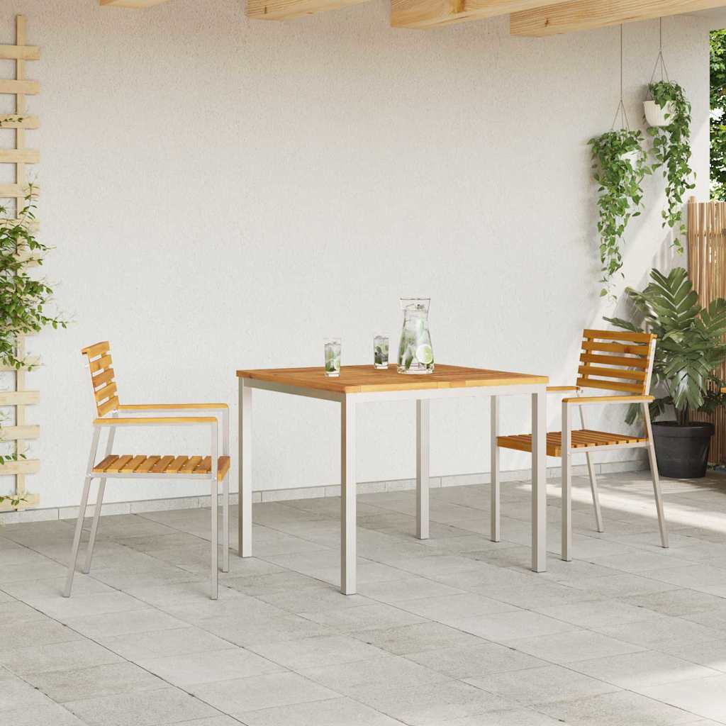 Conjunto de Comedor de Jardín 3 pcs Madera de Acacia Sólida