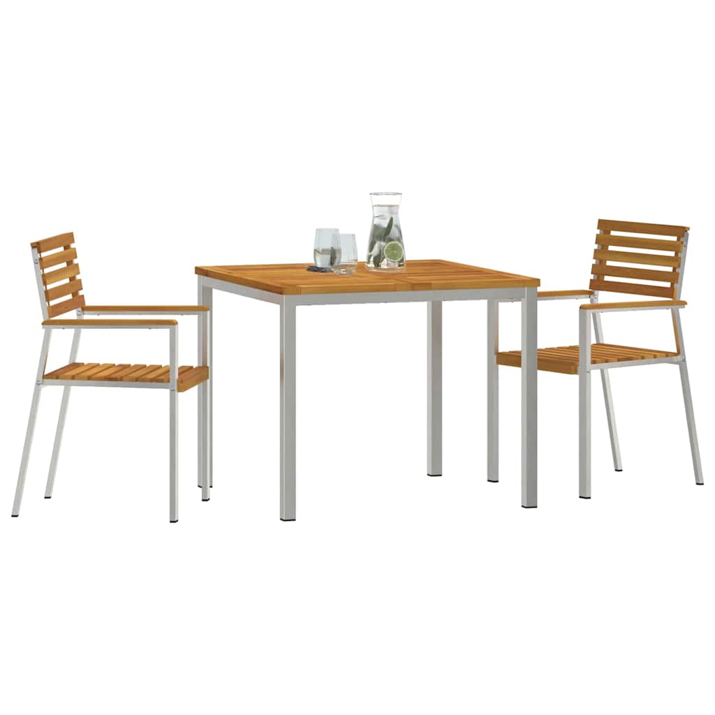 Conjunto de Comedor de Jardín 3 pcs Madera de Acacia Sólida