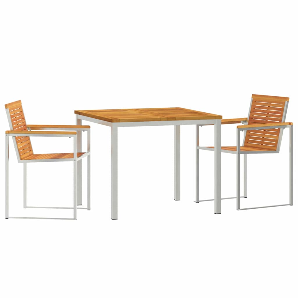 Conjunto de Comedor de Jardín 3 pcs Madera de Acacia Sólida