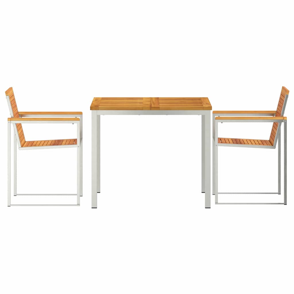 Conjunto de Comedor de Jardín 3 pcs Madera de Acacia Sólida