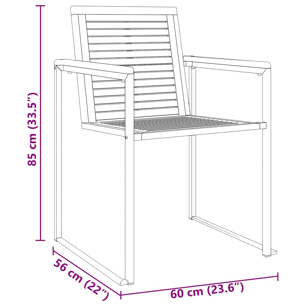 Conjunto de Comedor de Jardín 3 pcs Madera de Acacia Sólida