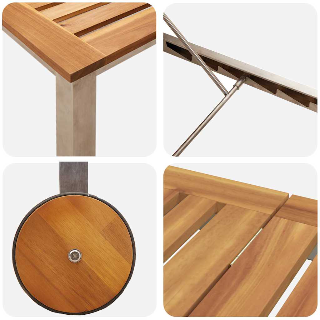 Tumbona 2-persona 3 pcs Marrón Madera de Acacia Sólida