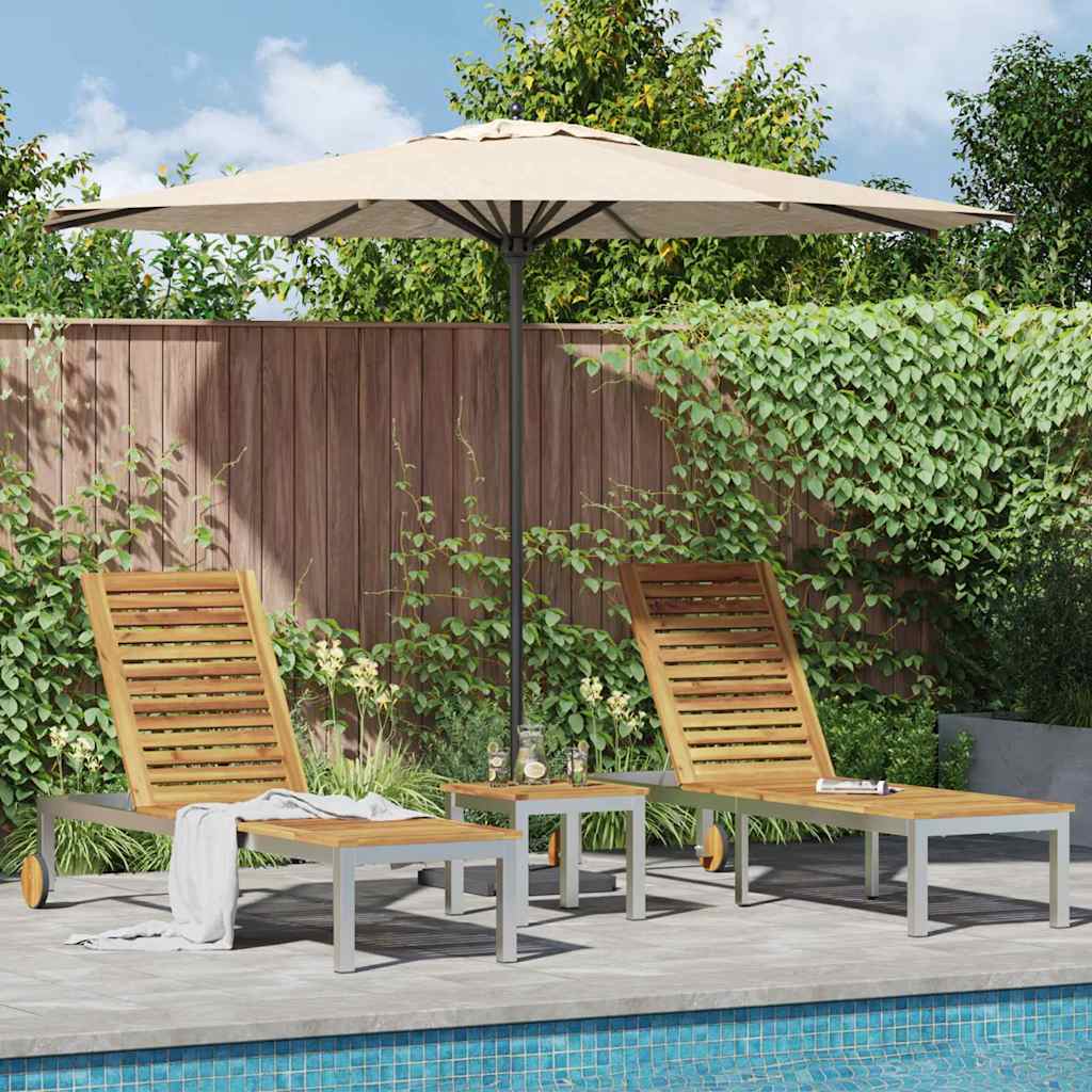 Tumbona 2-persona 3 pcs Marrón Madera de Acacia Sólida