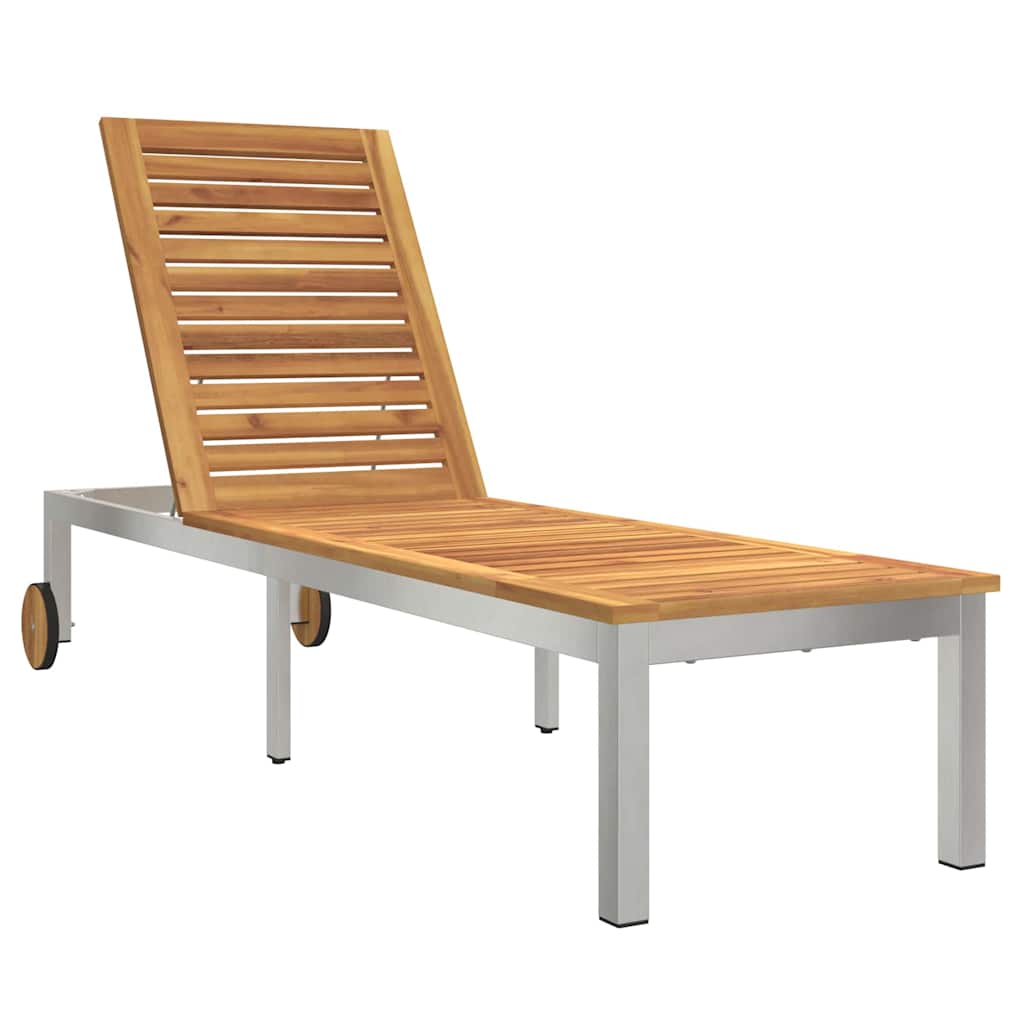 Tumbona 2-persona 3 pcs Marrón Madera de Acacia Sólida