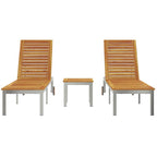 Tumbona 2-persona 3 pcs Marrón Madera de Acacia Sólida