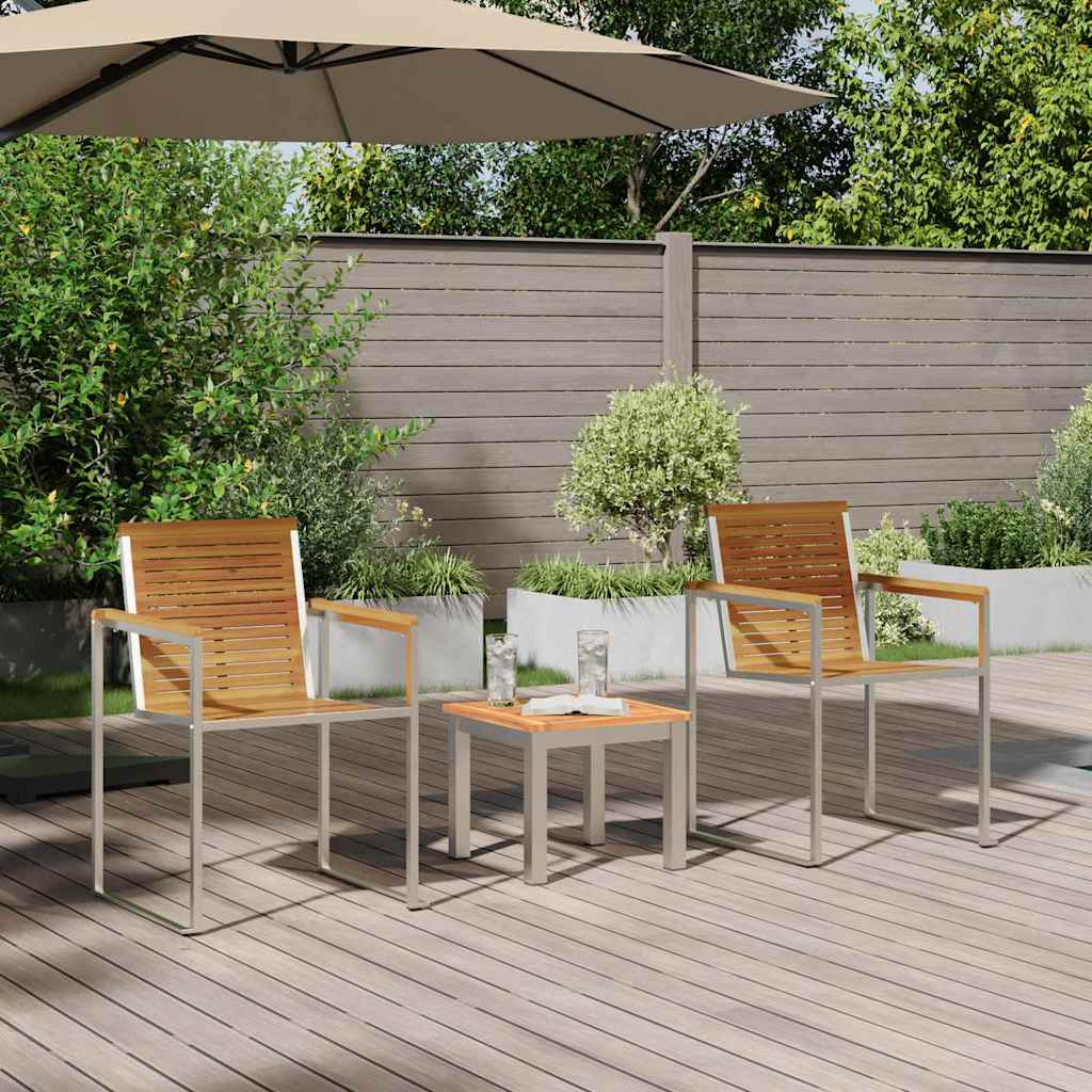 Tumbona 3 pcs Marrón Madera de Acacia Sólida