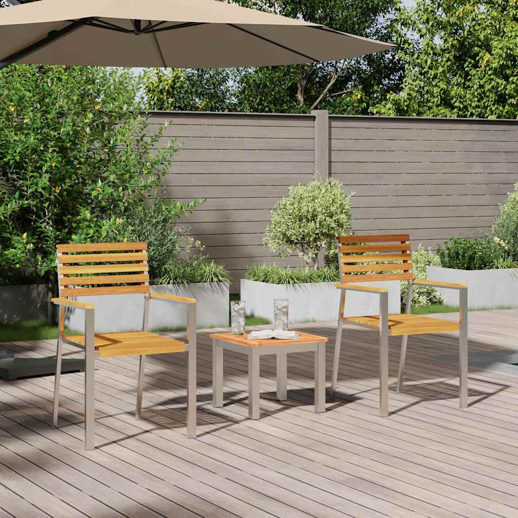 Conjunto de Comedor de Jardín 3 pcs Madera de Acacia Sólida