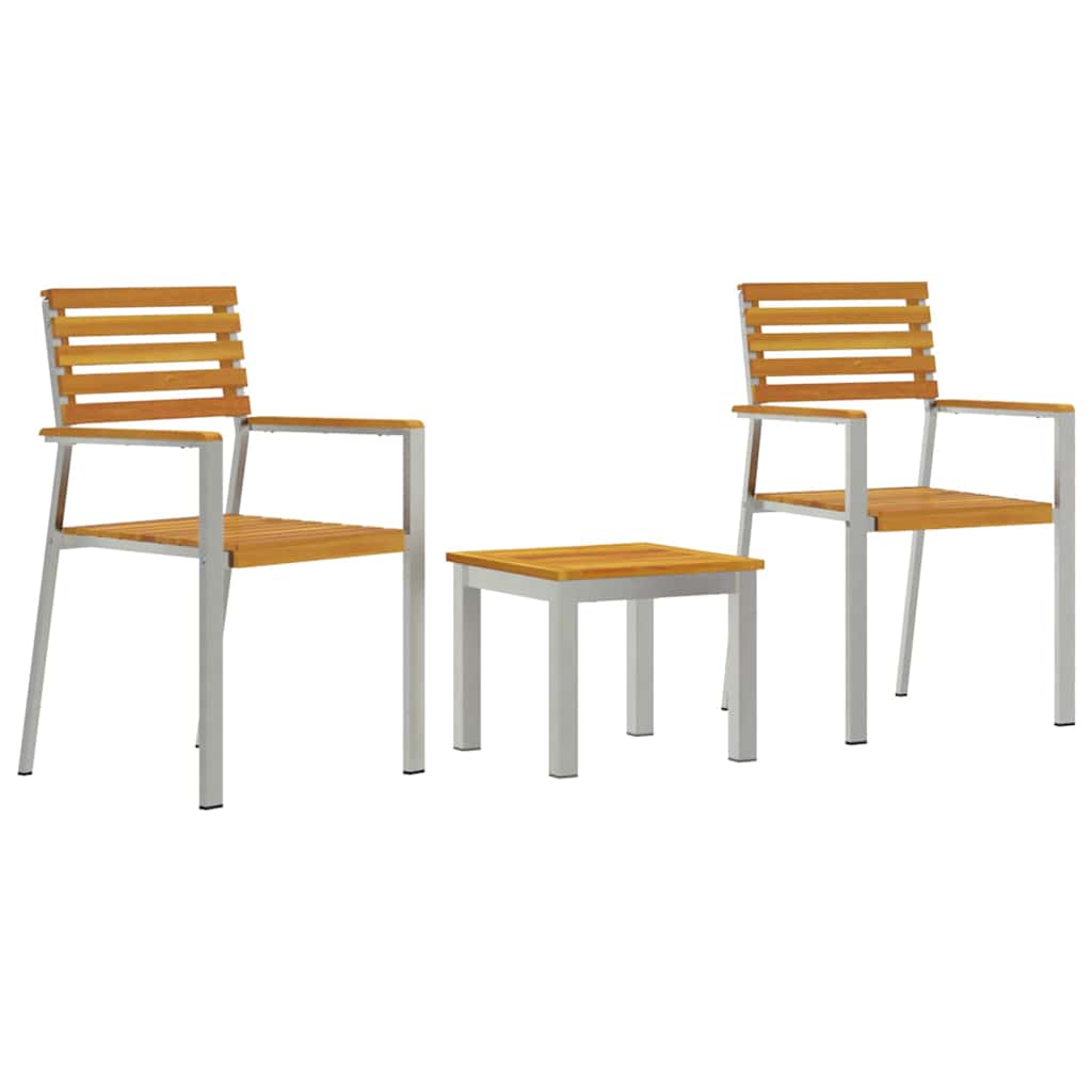 Conjunto de Comedor de Jardín 3 pcs Madera de Acacia Sólida