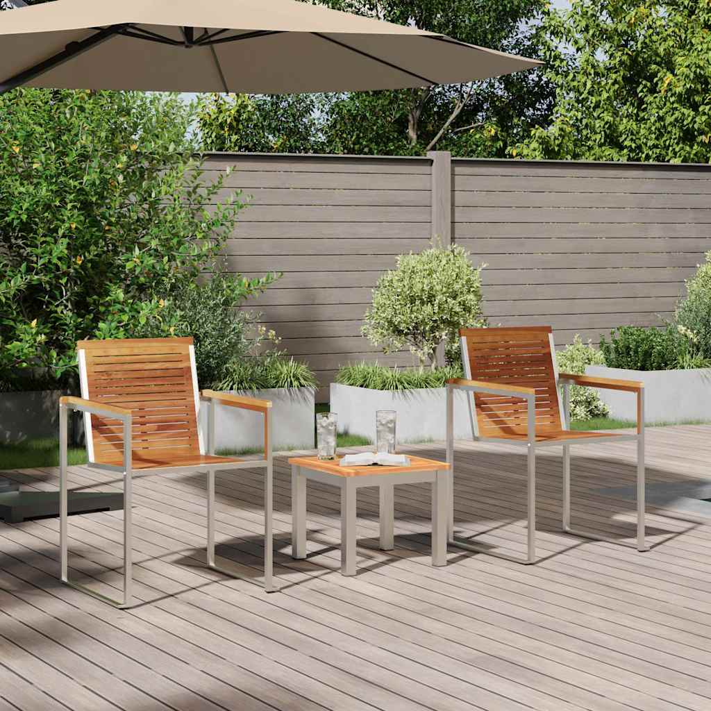 Tumbona 3 pcs Marrón Madera de teca maciza
