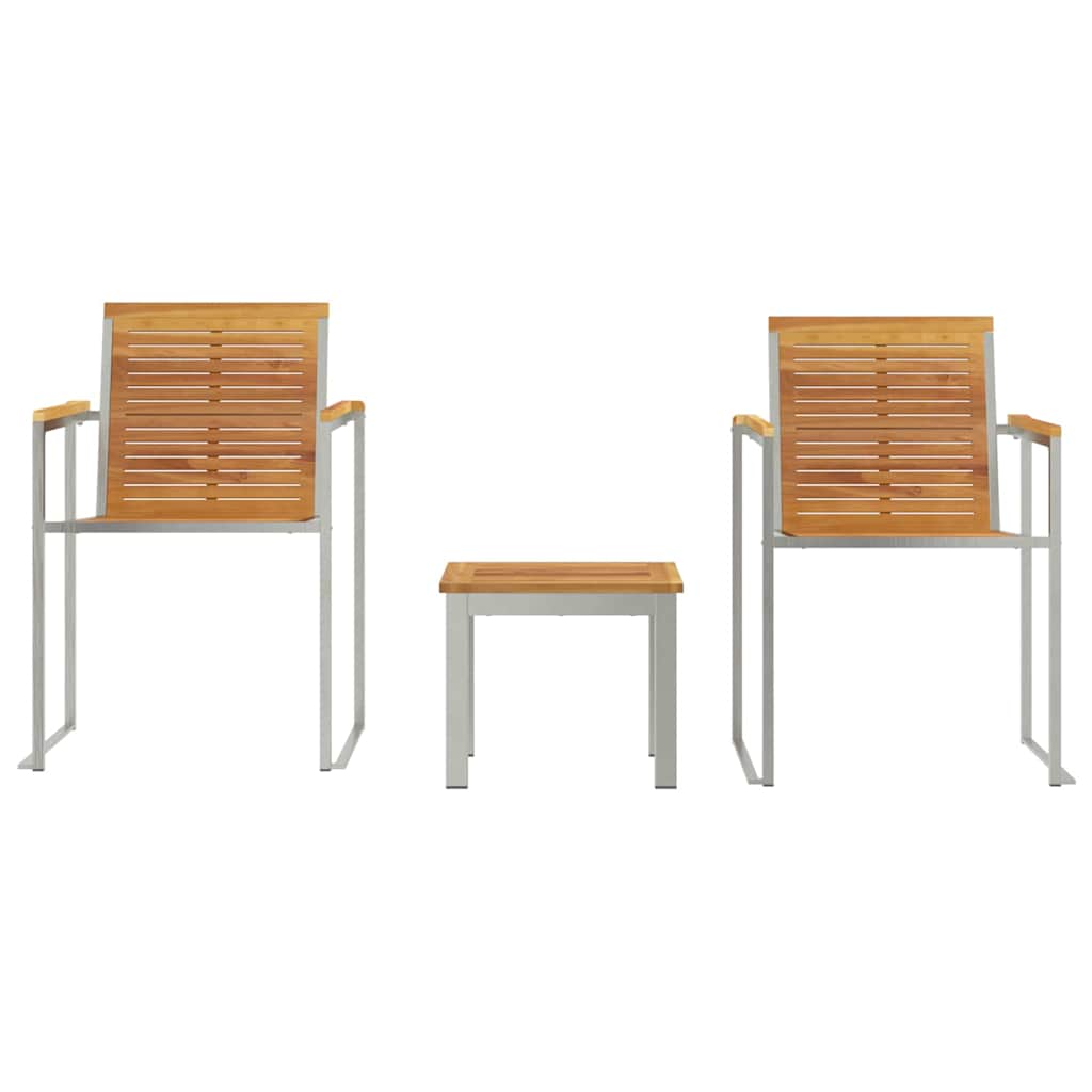 Tumbona 3 pcs Marrón Madera de teca maciza