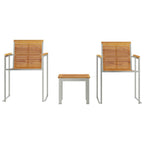 Tumbona 3 pcs Marrón Madera de teca maciza
