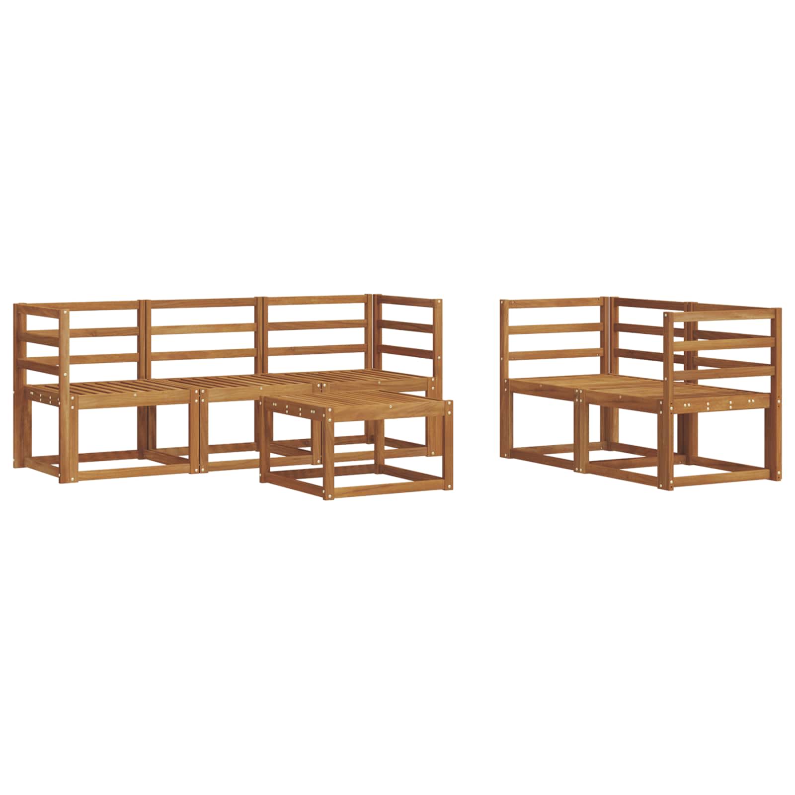 Conjunto de sofás de exterior 6 pcs Natural