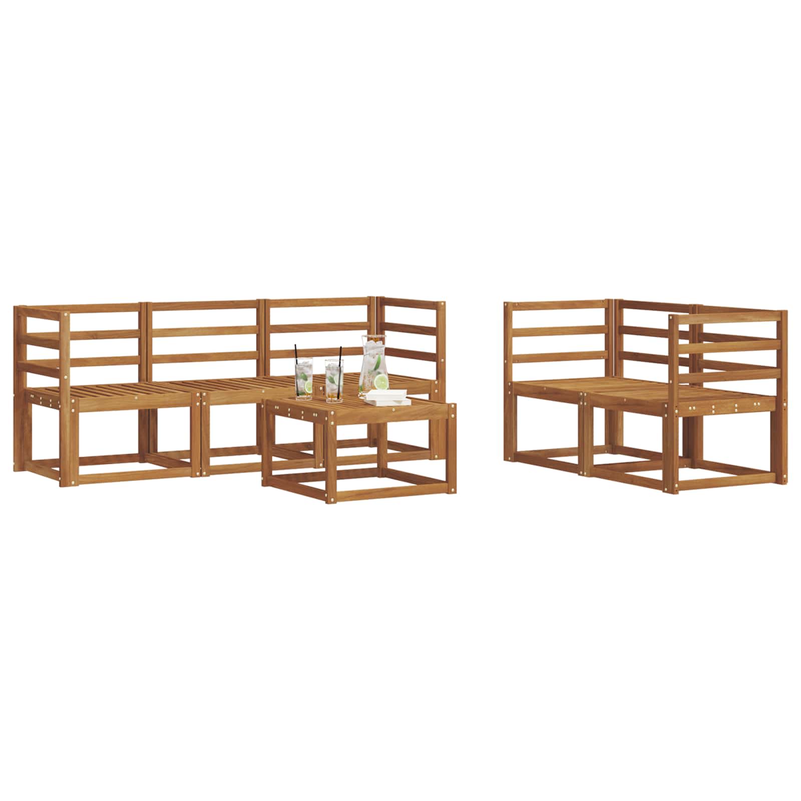Conjunto de sofás de exterior 6 pcs Natural