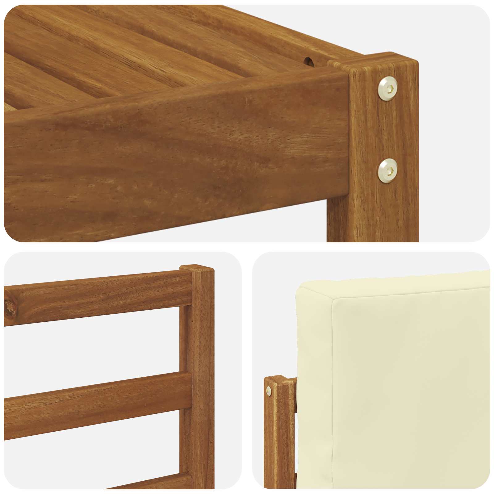 Conjunto de sofás de exterior con cojín 6 pcs Natural y Crema