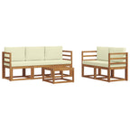 Conjunto de sofás de exterior con cojín 6 pcs Natural y Crema