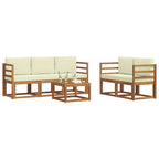 Conjunto de sofás de exterior con cojín 6 pcs Natural y Crema