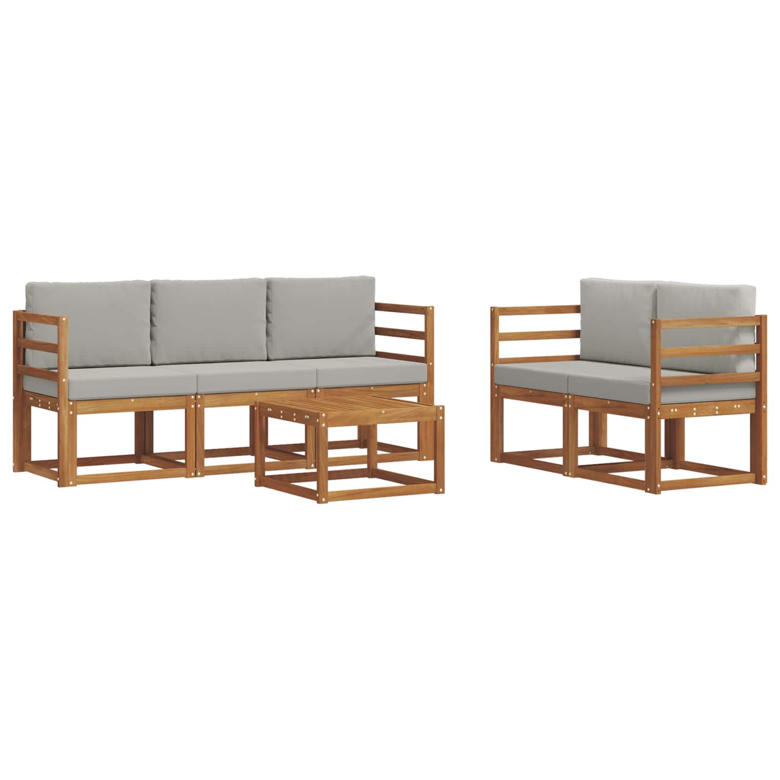 Conjunto de sofás de exterior 6 pcs Gris Natural y Claro