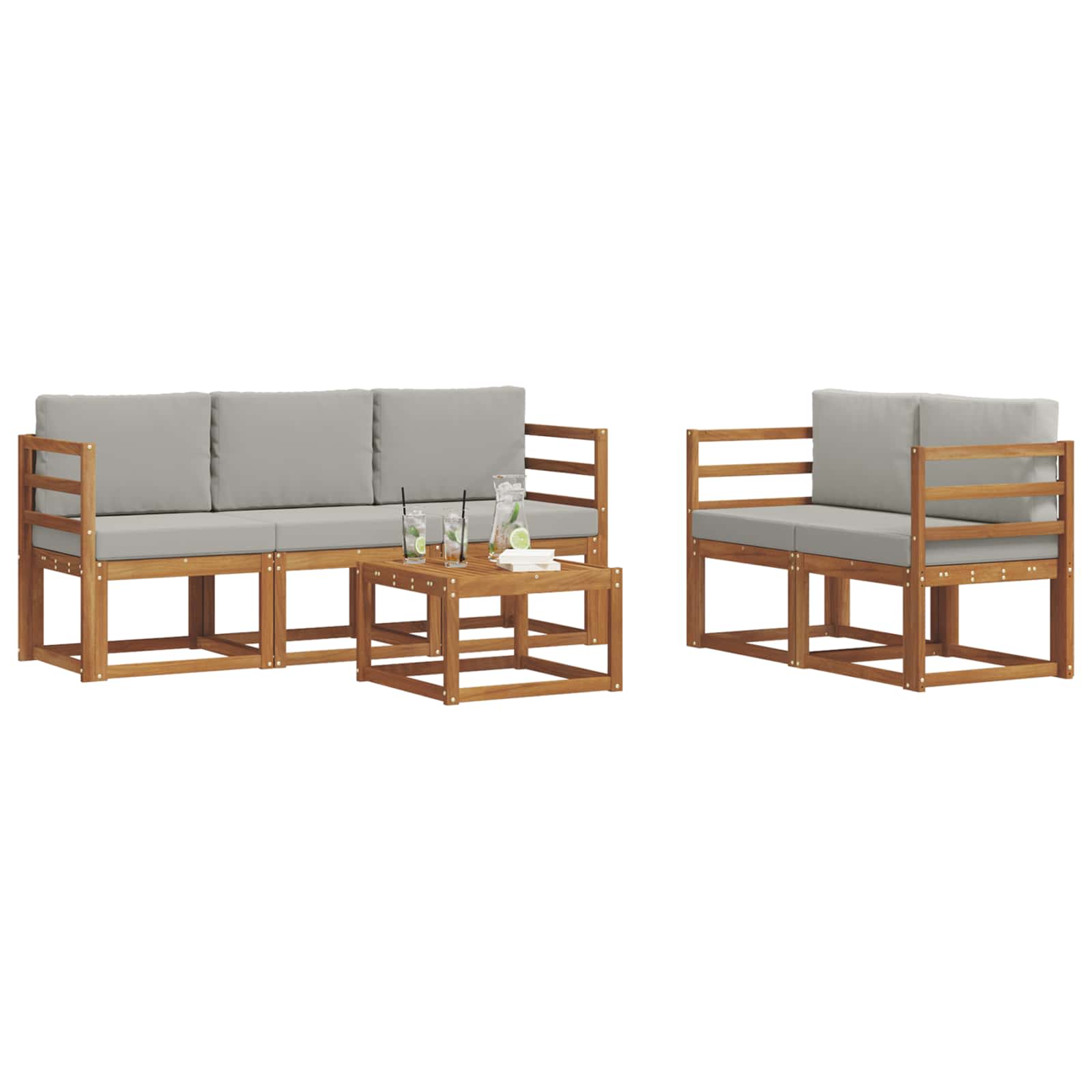 Conjunto de sofás de exterior 6 pcs Gris Natural y Claro