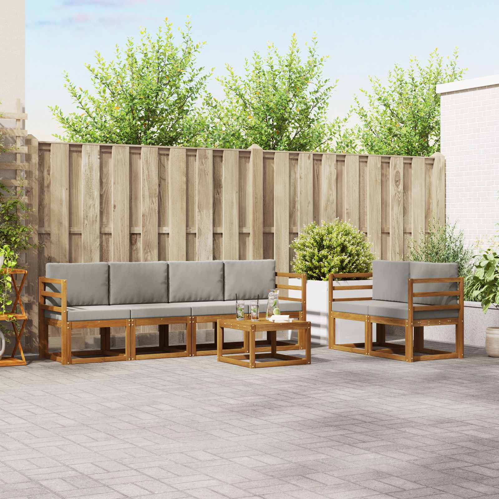 Conjunto de sofás de exterior 7 peças Branco e Antracite