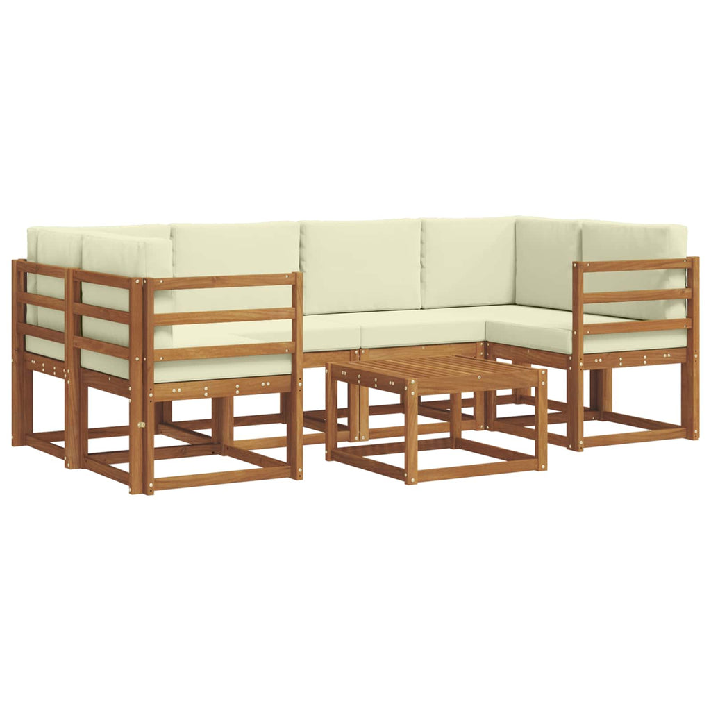 Conjunto de sofás de exterior con cojín 7 pcs Natural y Crema