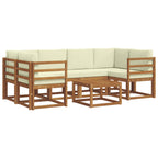 Conjunto de sofás de exterior con cojín 7 pcs Natural y Crema