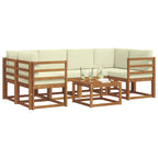 Conjunto de sofás de exterior con cojín 7 pcs Natural y Crema