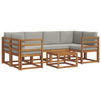 Conjunto de sofás de exterior 7 pcs Gris Natural y Claro