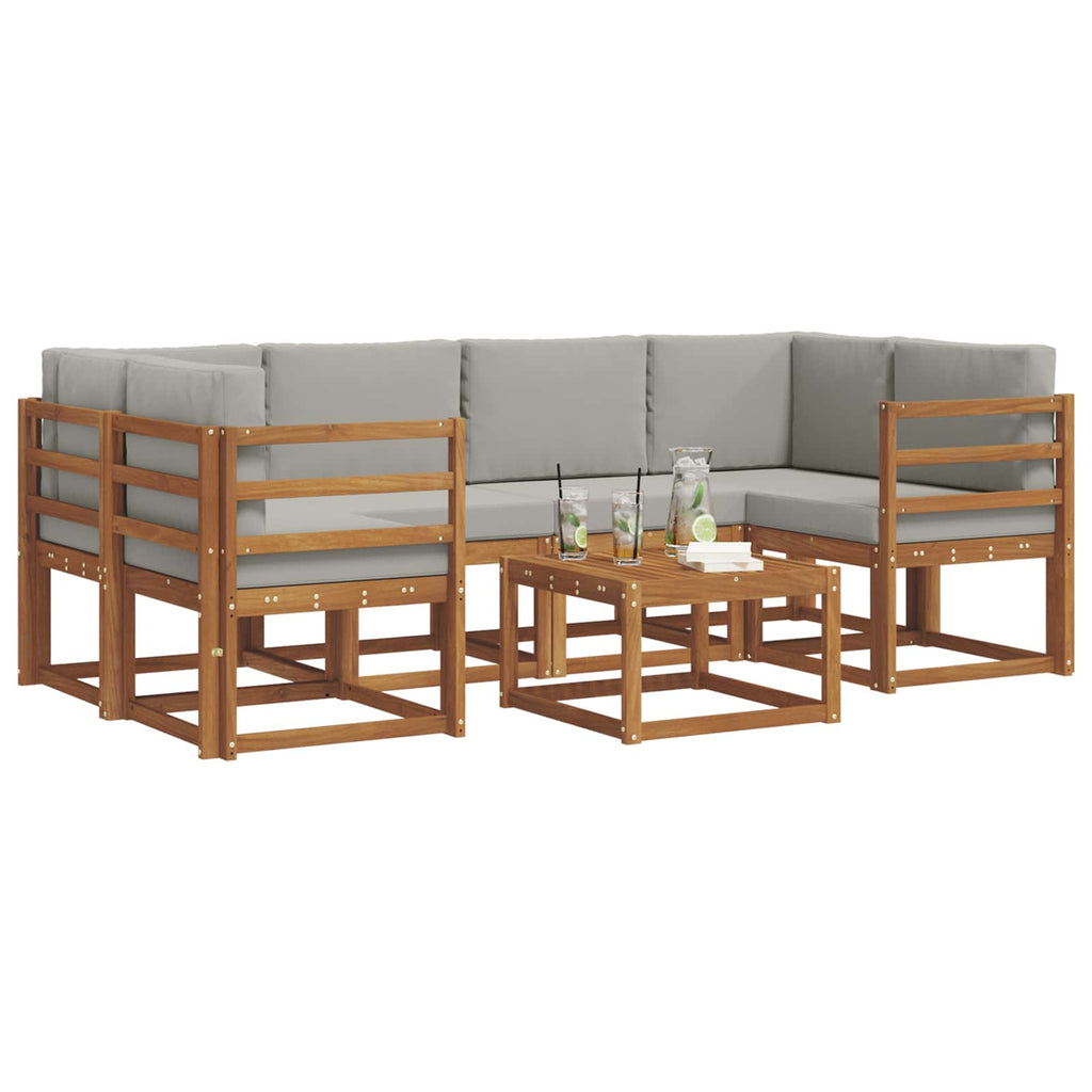 Conjunto de sofás de exterior 7 pcs Gris Natural y Claro