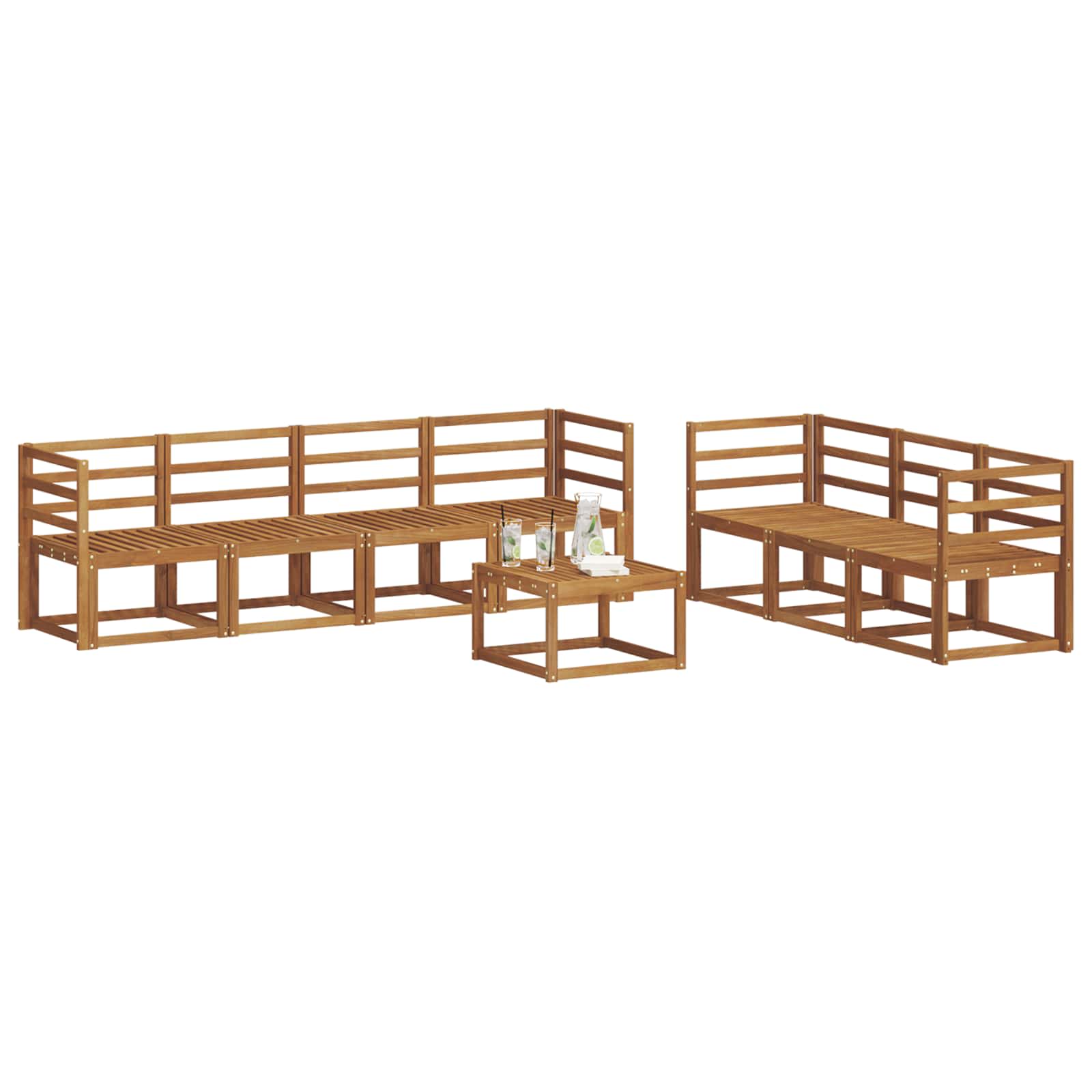 Conjunto de sofás de exterior 8 pcs Natural
