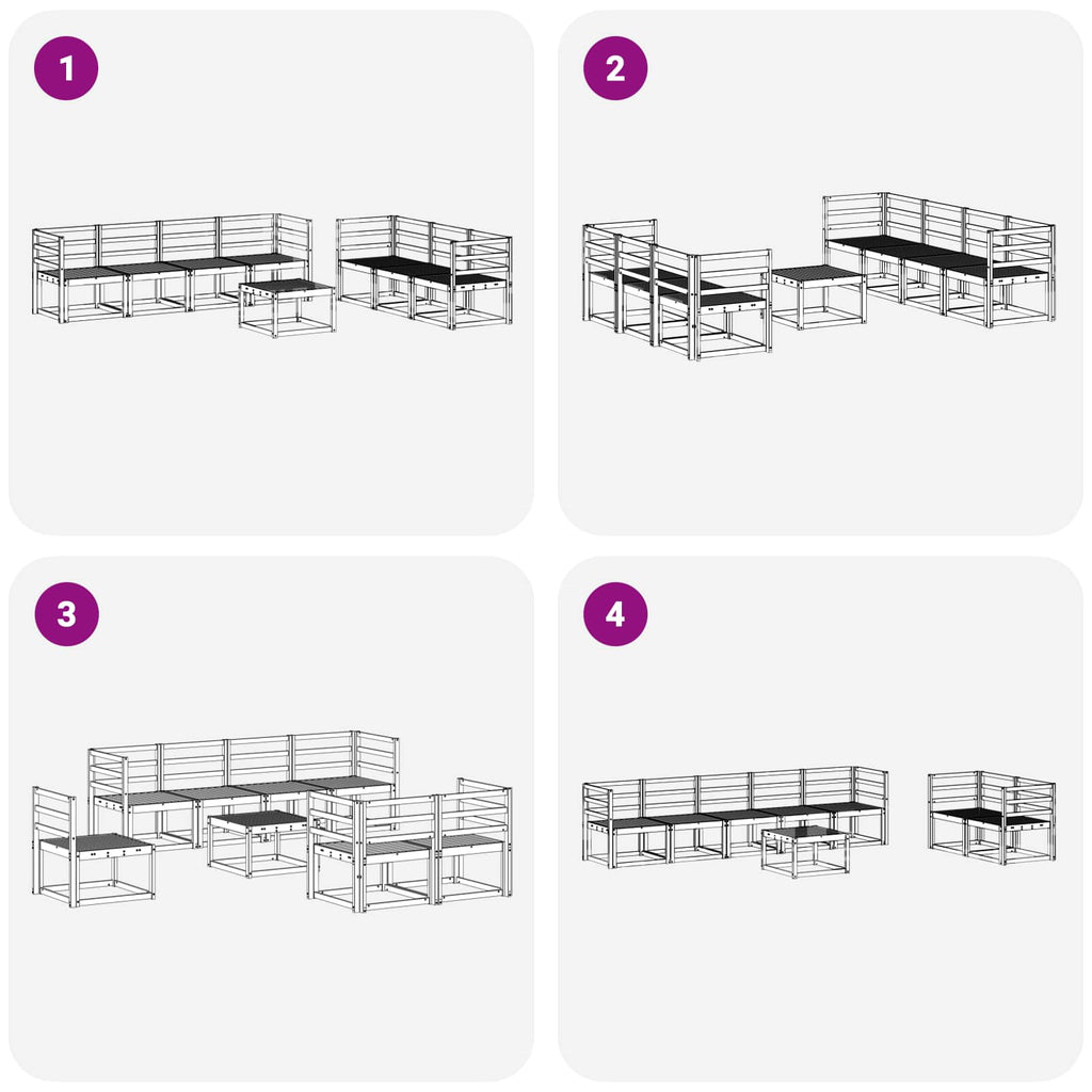 Conjunto de sofás de exterior 8 pcs Natural