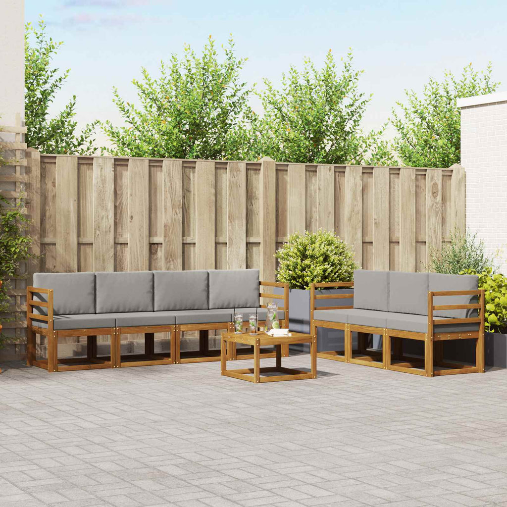 Conjunto de sofás de exterior 7 pcs Natural y Gris Claro