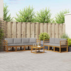 Conjunto de sofás de exterior 7 pcs Natural y Gris Claro