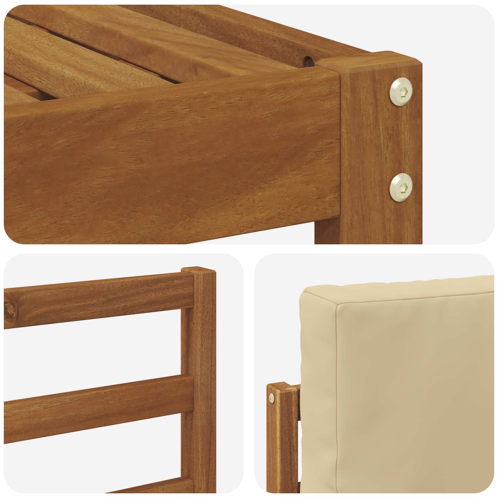 Conjunto de sofás de exterior con cojín 8 pcs Natural y Beige
