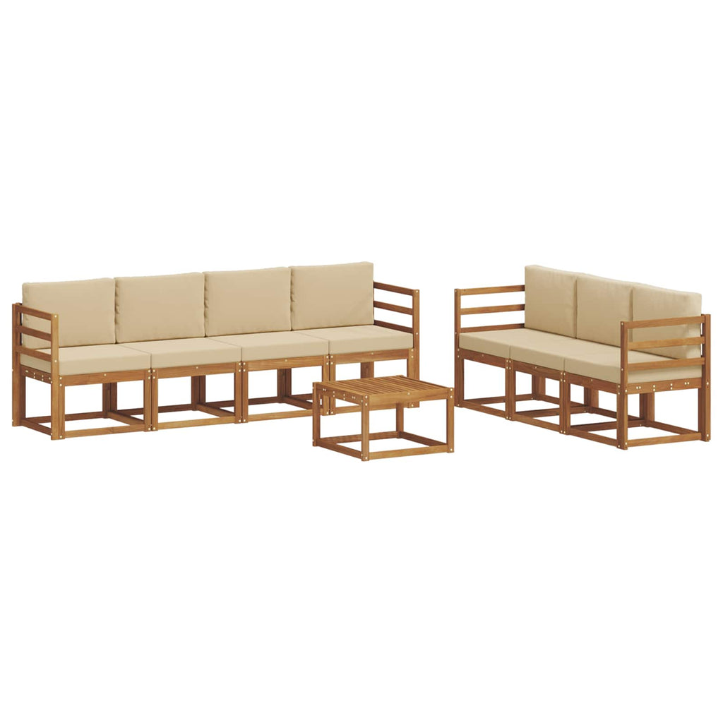 Conjunto de sofás de exterior con cojín 8 pcs Natural y Beige