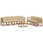 Conjunto de sofás de exterior con cojín 8 pcs Natural y Beige