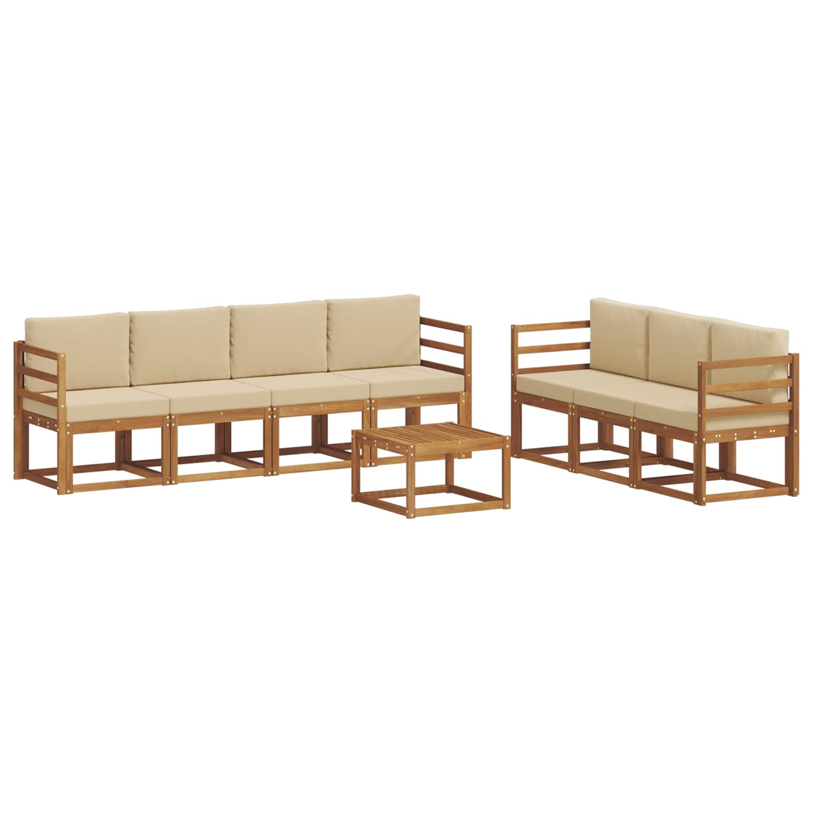 Conjunto de sofás de exterior con cojín 8 pcs Natural y Beige