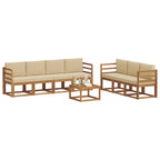 Conjunto de sofás de exterior con cojín 8 pcs Natural y Beige