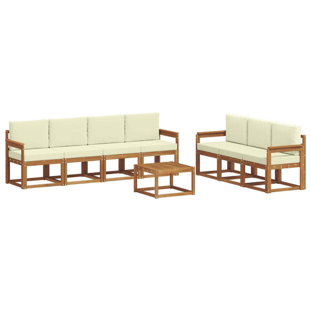 Conjunto de sofás de exterior con cojín 8 pcs Natural y Crema