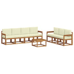 Conjunto de sofás de exterior con cojín 8 pcs Natural y Crema