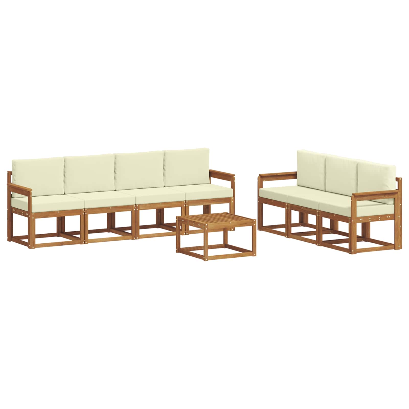 Conjunto de sofás de exterior con cojín 8 pcs Natural y Crema