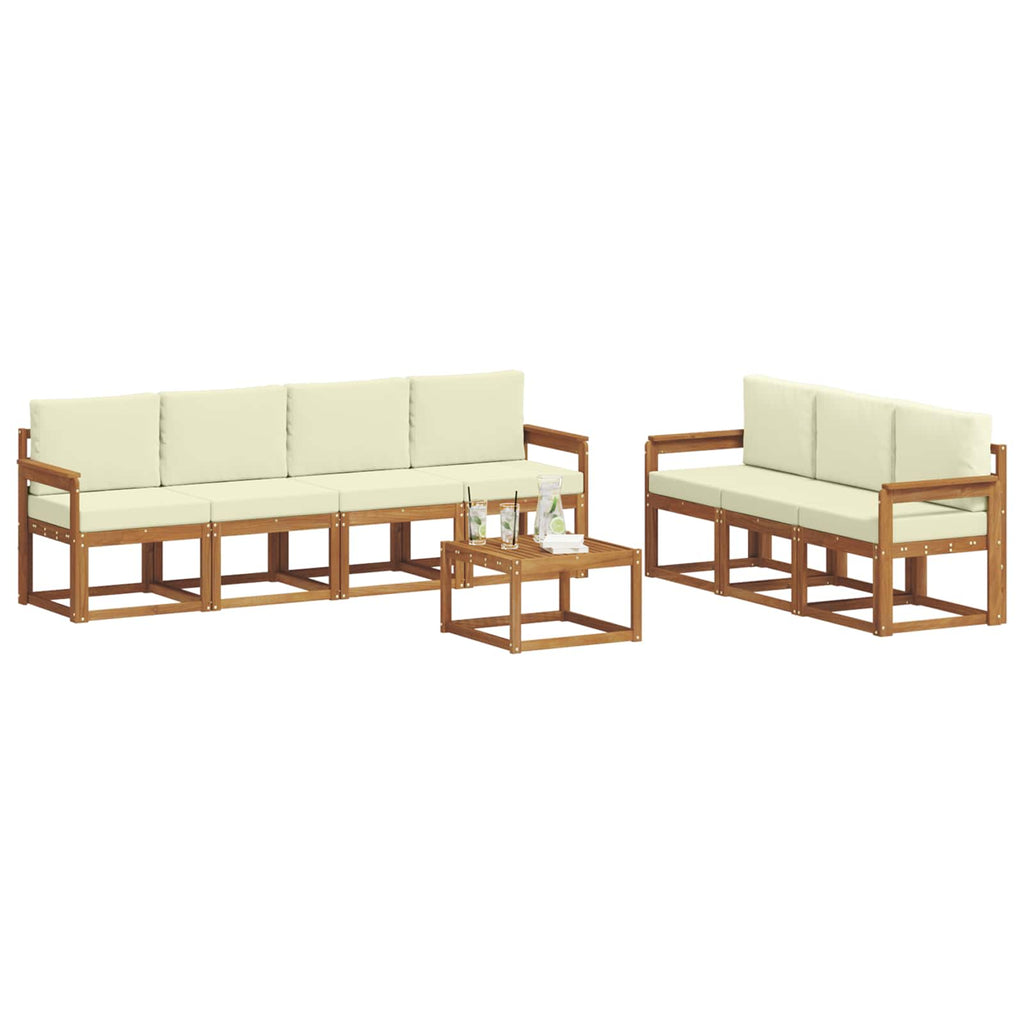 Conjunto de sofás de exterior con cojín 8 pcs Natural y Crema