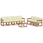 Conjunto de sofás de exterior con cojín 8 pcs Natural y Crema